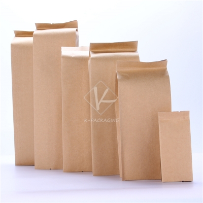 5 pcs Wholesales Side Gusset Foil Brown Kraft Paper Bags for Black Tea Reusable Coffee Tea Bag